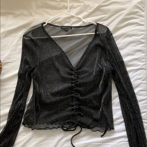 Sparkly black mesh top
